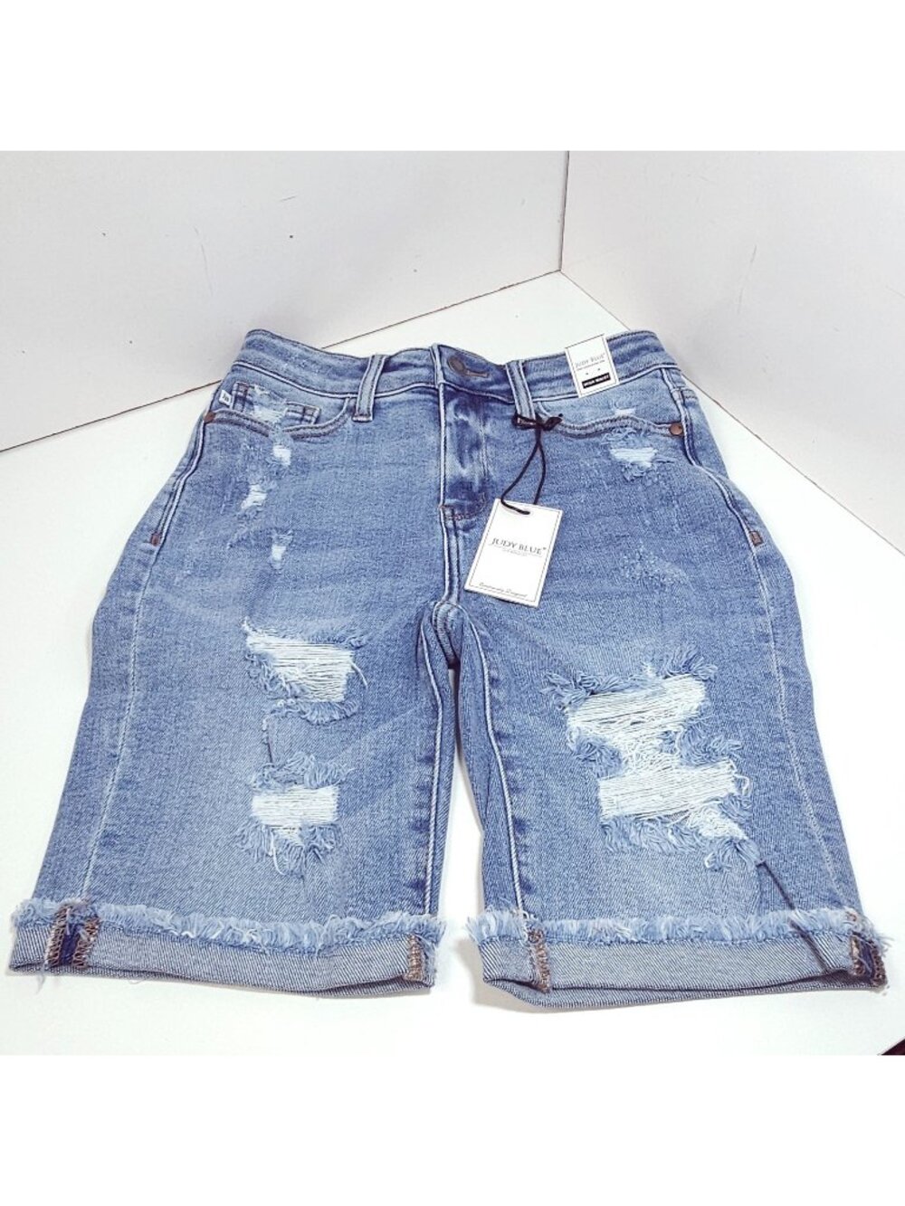 Judy Blue Distressed High Waist Cutoff Shorts Size Small Light Blue JB150044 NWT